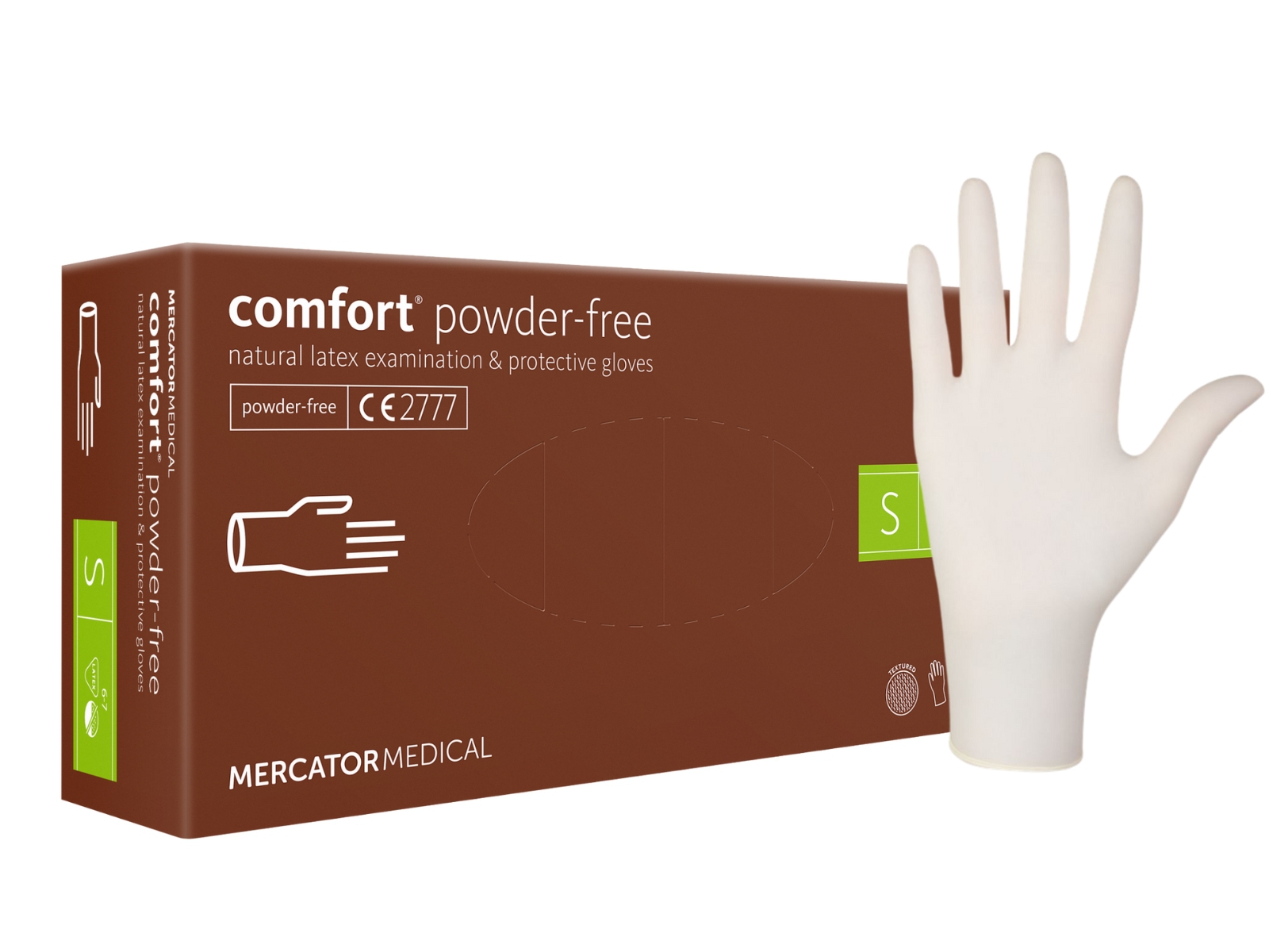 Rękawice Latex Comfort S Mercator Bezpudrowe A100